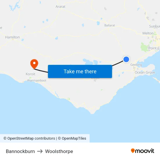 Bannockburn to Woolsthorpe map
