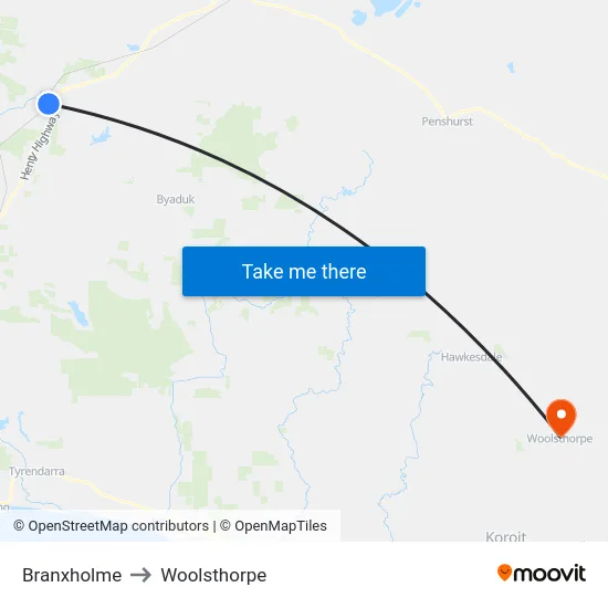 Branxholme to Woolsthorpe map