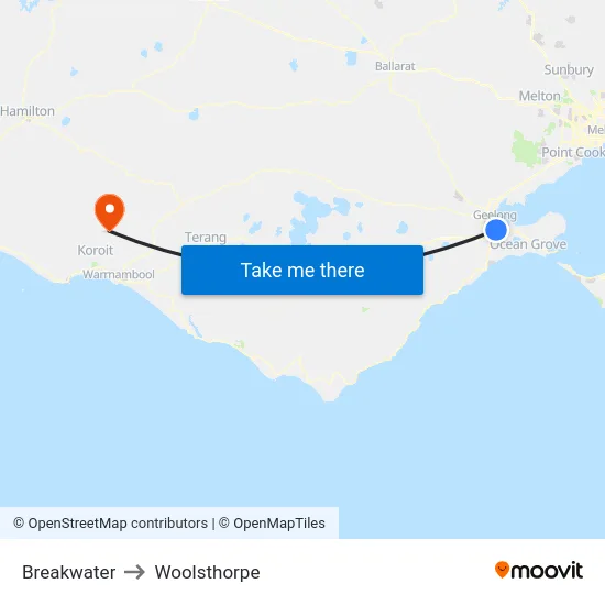 Breakwater to Woolsthorpe map