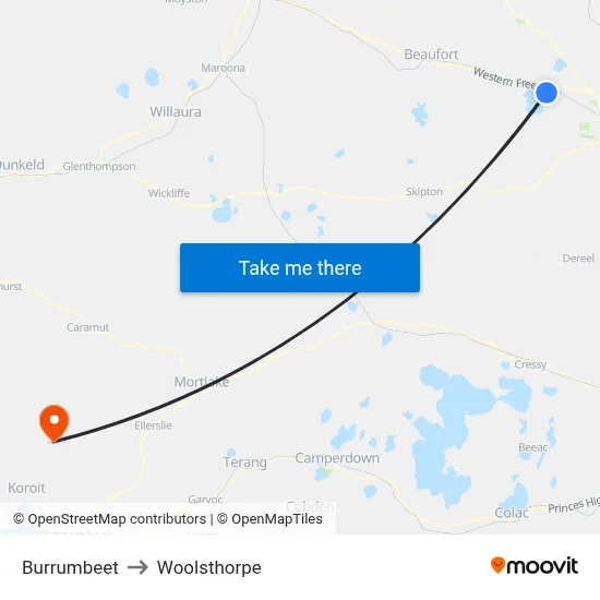 Burrumbeet to Woolsthorpe map