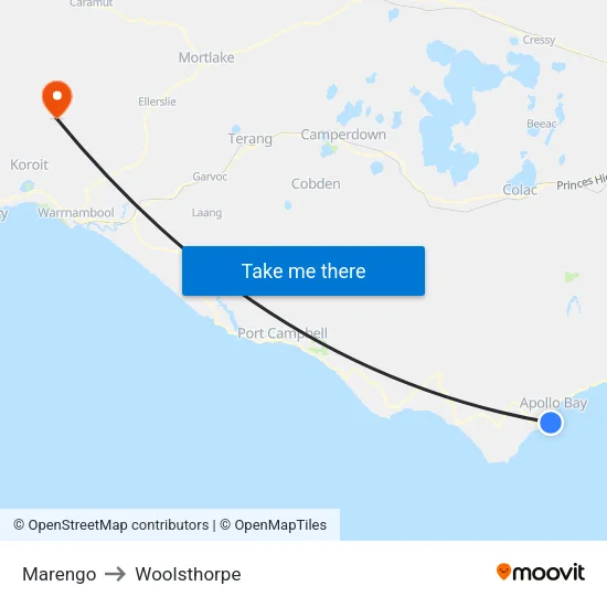 Marengo to Woolsthorpe map