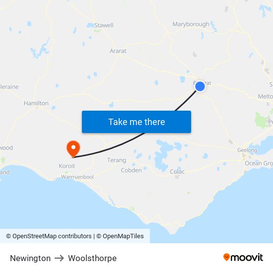 Newington to Woolsthorpe map