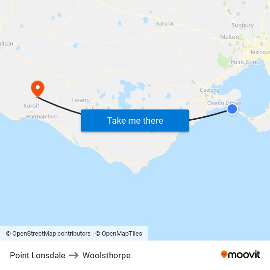 Point Lonsdale to Woolsthorpe map