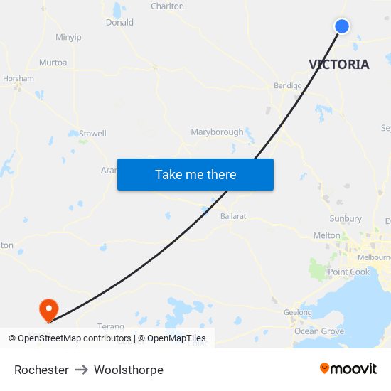 Rochester to Woolsthorpe map