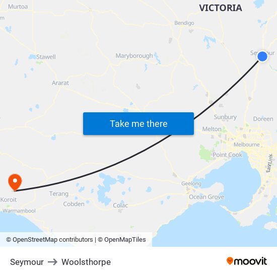 Seymour to Woolsthorpe map