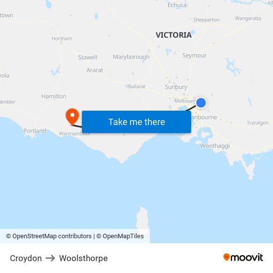 Croydon to Woolsthorpe map