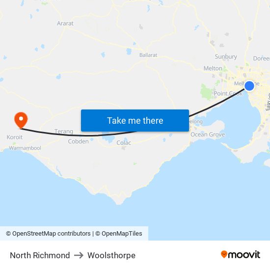 North Richmond to Woolsthorpe map