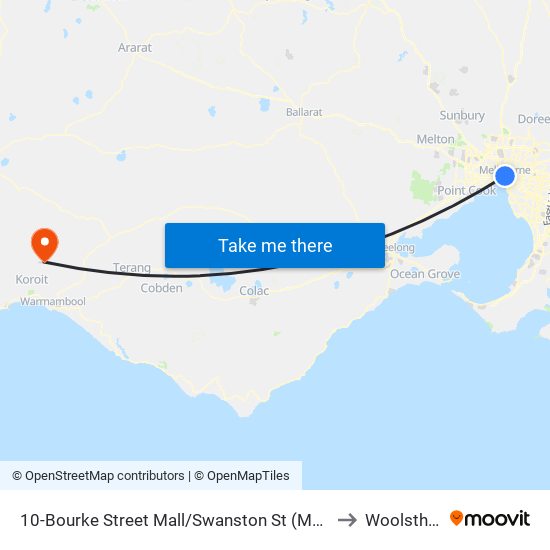 10-Bourke Street Mall/Swanston St (Melbourne City) to Woolsthorpe map