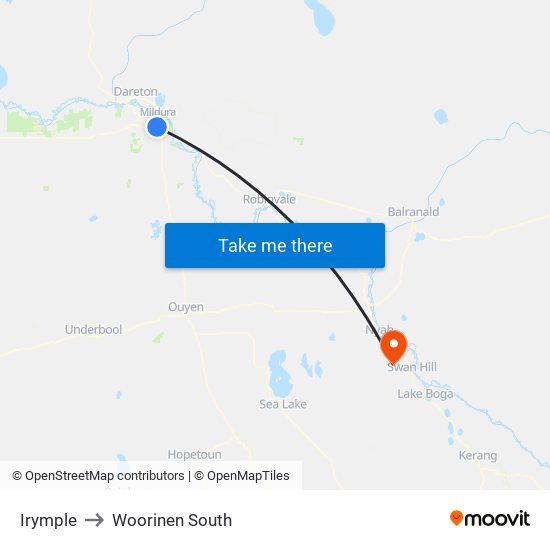 Irymple to Woorinen South map