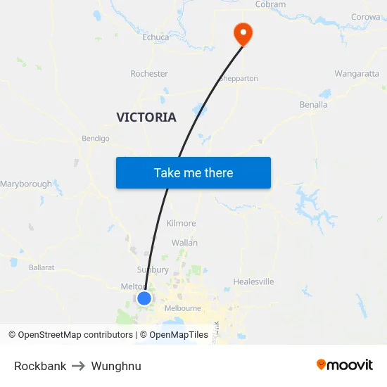 Rockbank to Wunghnu map