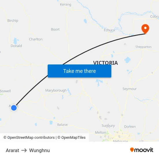 Ararat to Wunghnu map