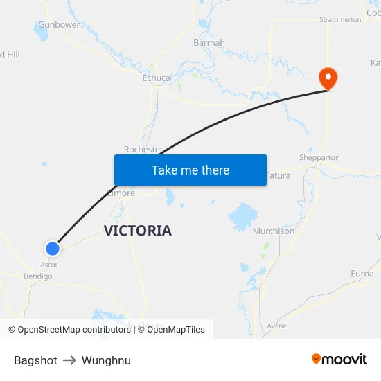 Bagshot to Wunghnu map