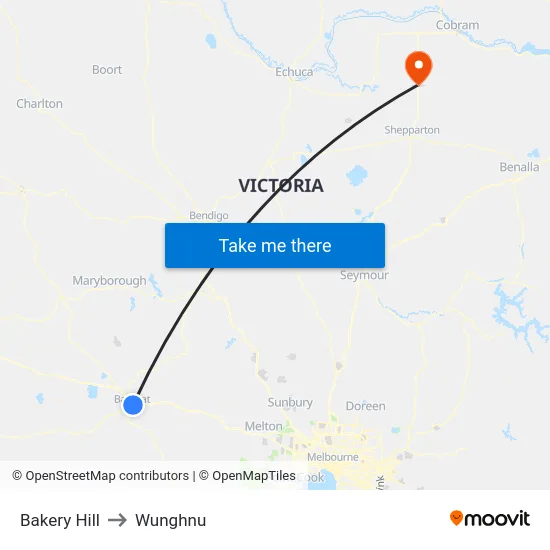 Bakery Hill to Wunghnu map