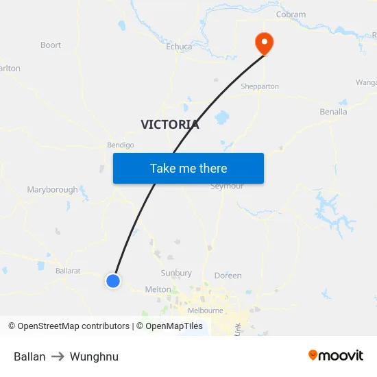 Ballan to Wunghnu map