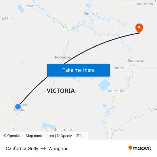 California Gully to Wunghnu map