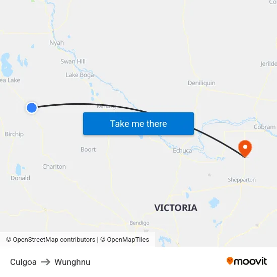 Culgoa to Wunghnu map
