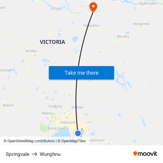 Springvale to Wunghnu map