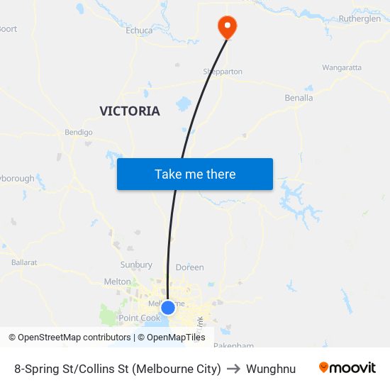 8-Spring St/Collins St (Melbourne City) to Wunghnu map