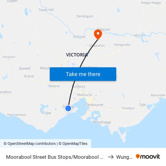 Moorabool Street Bus Stops/Moorabool St (Geelong) to Wunghnu map