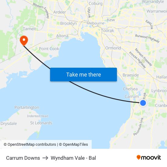 Carrum Downs to Wyndham Vale - Bal map