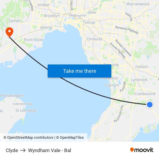 Clyde to Wyndham Vale - Bal map