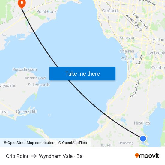 Crib Point to Wyndham Vale - Bal map