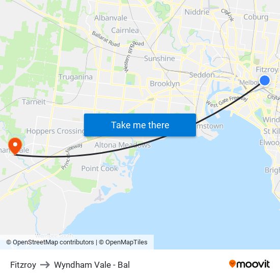 Fitzroy to Wyndham Vale - Bal map