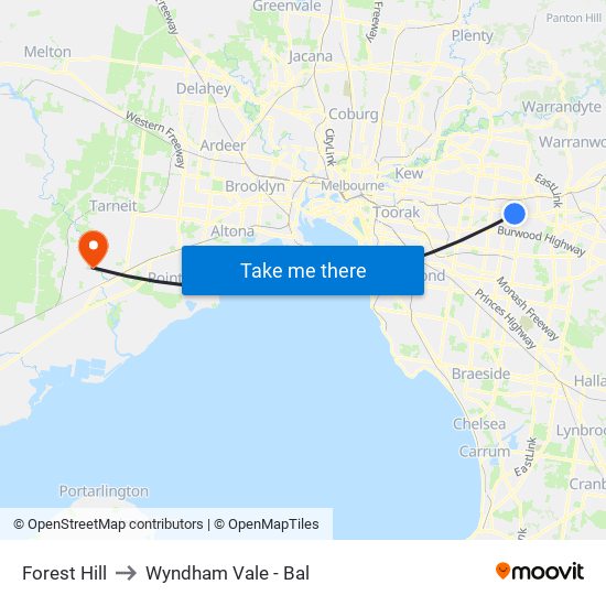 Forest Hill to Wyndham Vale - Bal map