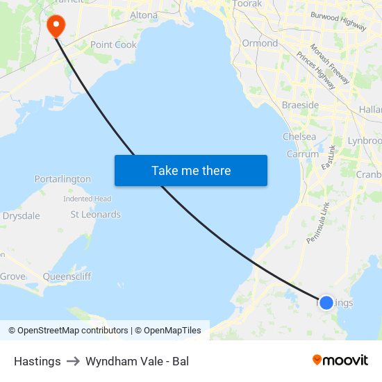 Hastings to Wyndham Vale - Bal map