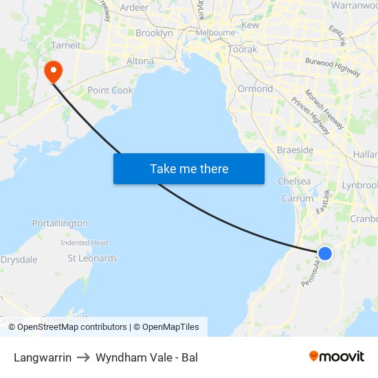 Langwarrin to Wyndham Vale - Bal map