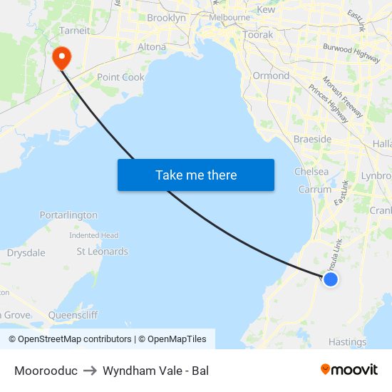 Moorooduc to Wyndham Vale - Bal map