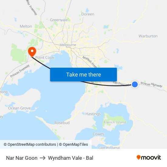 Nar Nar Goon to Wyndham Vale - Bal map