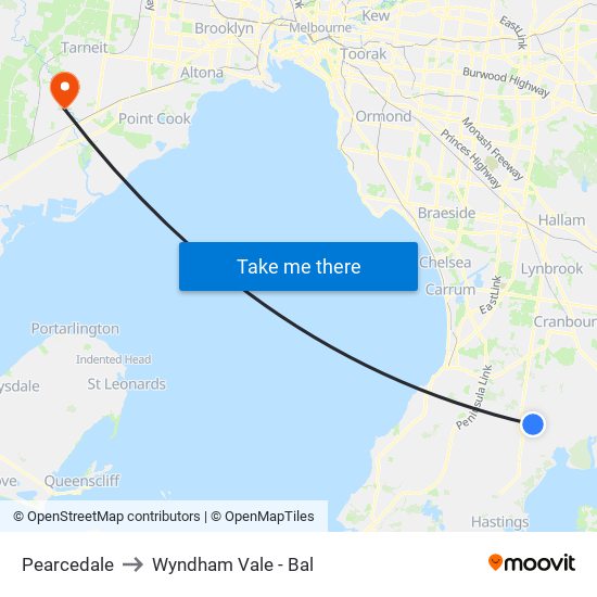 Pearcedale to Wyndham Vale - Bal map