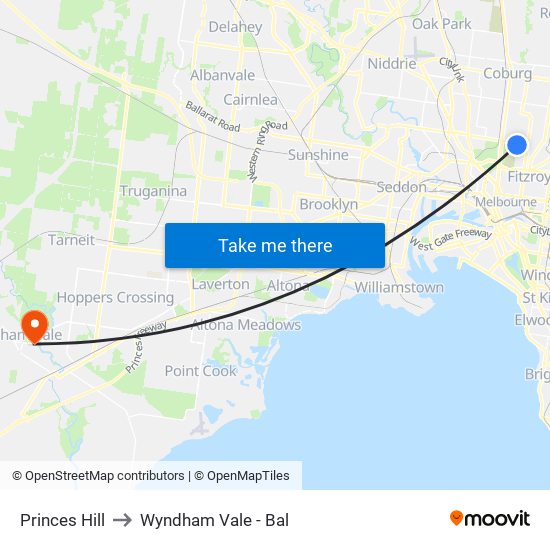 Princes Hill to Wyndham Vale - Bal map