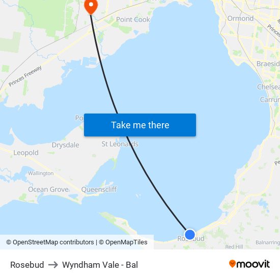 Rosebud to Wyndham Vale - Bal map