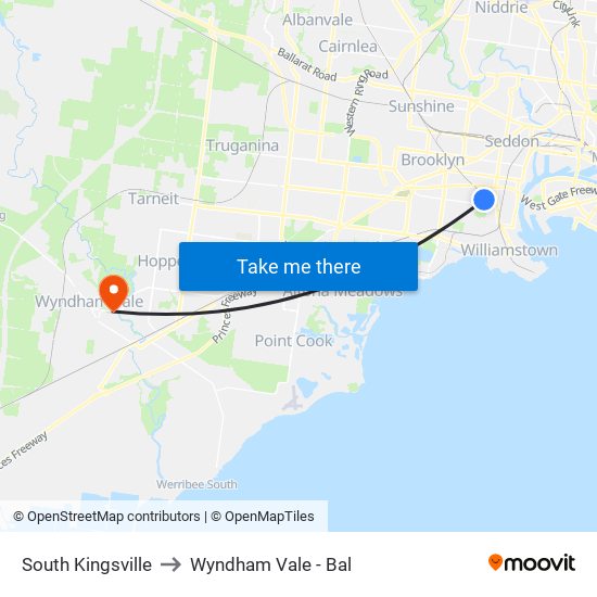 South Kingsville to Wyndham Vale - Bal map