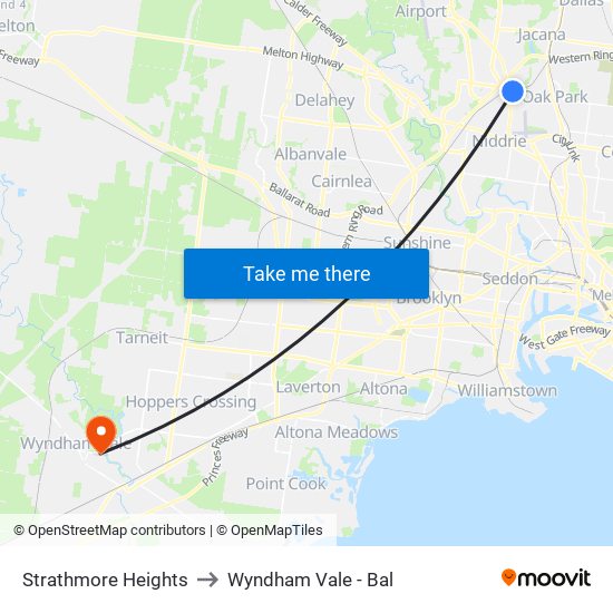 Strathmore Heights to Wyndham Vale - Bal map