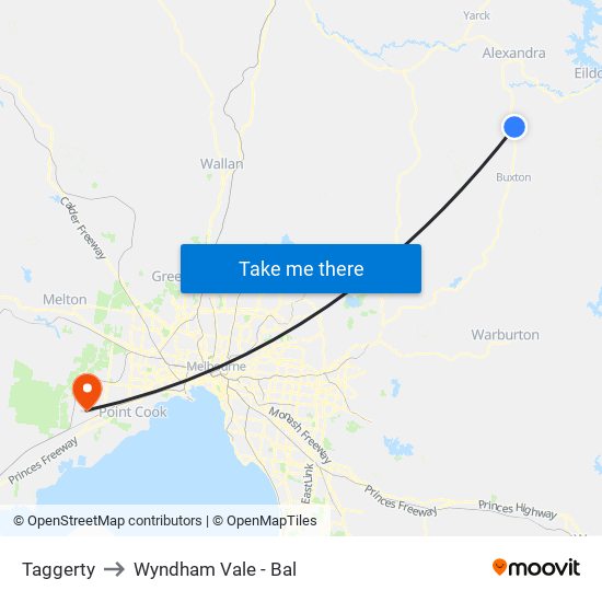 Taggerty to Wyndham Vale - Bal map