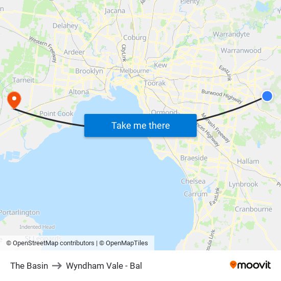 The Basin to Wyndham Vale - Bal map