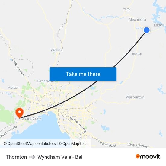 Thornton to Wyndham Vale - Bal map