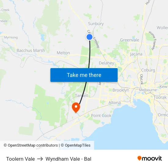 Toolern Vale to Wyndham Vale - Bal map