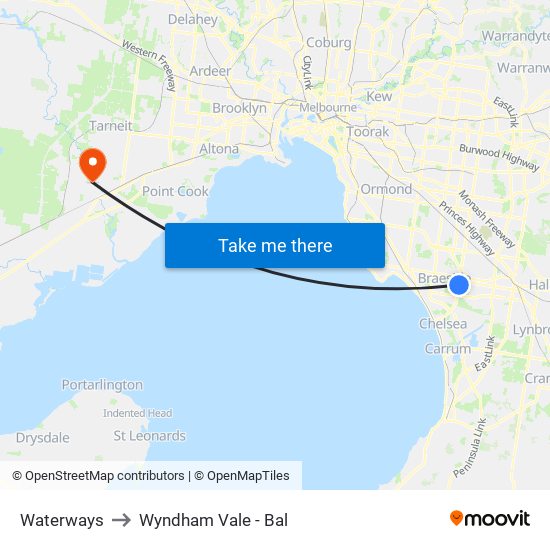 Waterways to Wyndham Vale - Bal map
