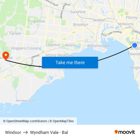 Windsor to Wyndham Vale - Bal map