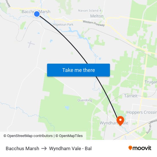 Bacchus Marsh to Wyndham Vale - Bal map