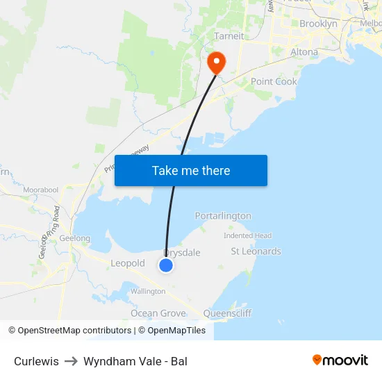 Curlewis to Wyndham Vale - Bal map