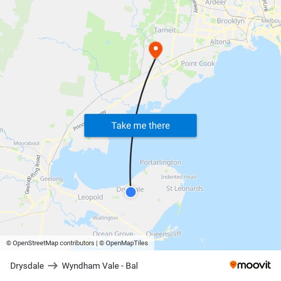 Drysdale to Wyndham Vale - Bal map