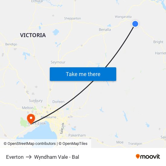 Everton to Wyndham Vale - Bal map