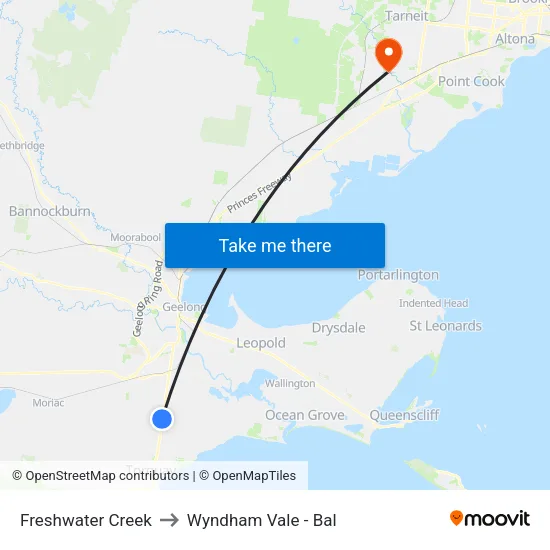 Freshwater Creek to Wyndham Vale - Bal map