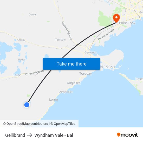 Gellibrand to Wyndham Vale - Bal map