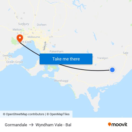 Gormandale to Wyndham Vale - Bal map